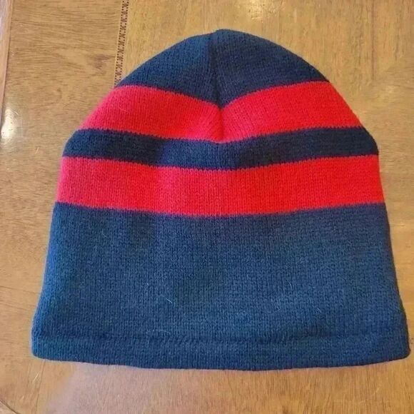 Port & Co Men's Black/Red Striped Acrylic Fleece Lined Beanie - Picture 2 of 6